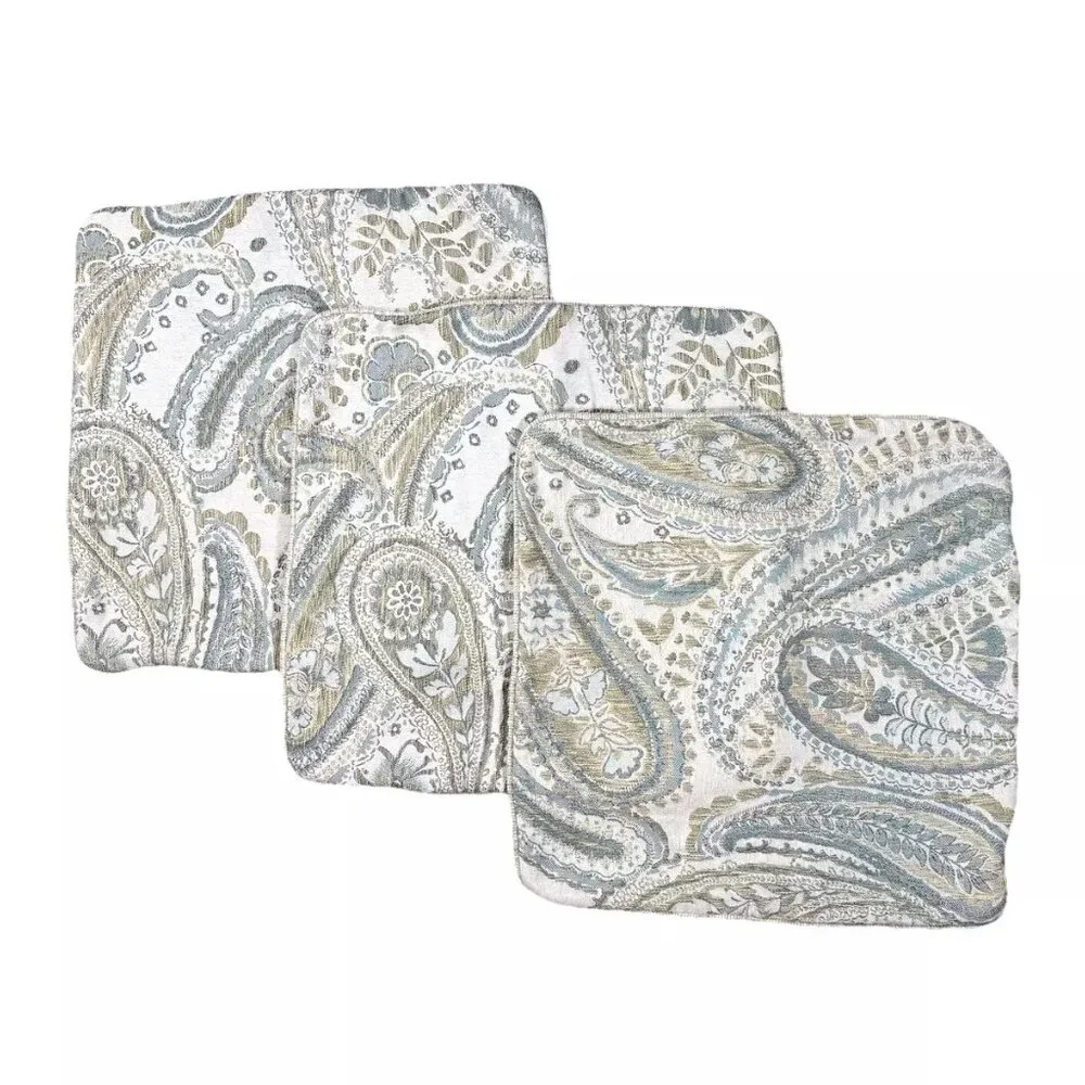 Set of 3 Luxury Pillowcases Throw Pillow Covers Shams Paisley Zip Euro Tapestry